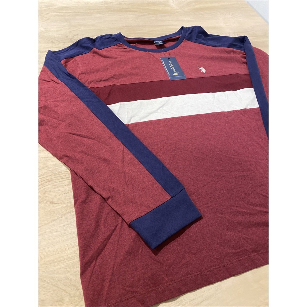 US Polo Assn‎ Long Sleeve Shirt Men's XXL Color Blocked Logo Red/Blue/White NWT